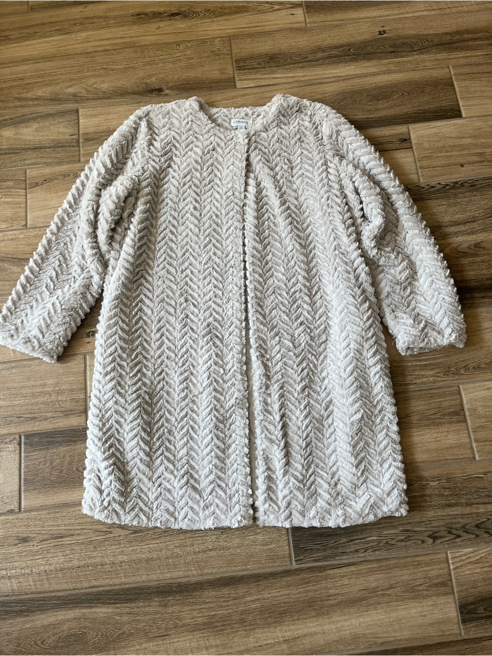 Carmen Cozy Open-Front Textured Coat - Gray